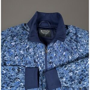 Athleta Brooklyn Bomber Jacket Navy Blue Camo Full Zip Lined Stretch Medium-EUC
